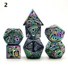 New Metal Conjunto D20 Oco Poliédrico Dice DND Dados Rol Dobbelstenen Dobbelsteen d & d Jogo 7 pçs/set 2024 - compre barato