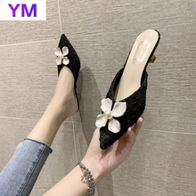 Spring Summer Women's Shoes Pointed Toe Flowers Sandals Thin Heel Zapatillas Mujer Casa Sapatos Femininos Sandals for Women 2021 2024 - buy cheap