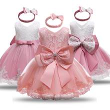 Baby Dress 1 2 Year Pink Girls Dress Newborn Girl Christening Clothes Tulle Fabrics Princess Party Dress Kids Girl Costume 2024 - buy cheap