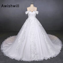 New Arrival Off The Shoulder Wedding Dress Women Lace Appliques Organza Chapel Train Bridal Dress Wedding Gowns Lace-up Back 2024 - buy cheap