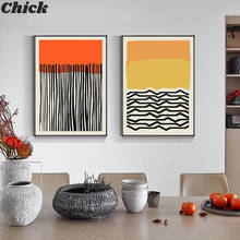 Póster moderno de color amarillo y rojo, pintura abstracta geométrica, arte de pared nórdico, decoración del hogar para sala de estar 2024 - compra barato