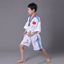 Novo uniforme de taekwondo aprovado wtf, uniforme de taekwondo para adultos, homens, mulheres e crianças, manga curta 2024 - compre barato