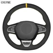 DIY Black Genuine Leather Suede Car Steering Wheel Cover For Renault Kadjar Koleos Megane Talisman Scenic Espace 2015-2018 2024 - buy cheap