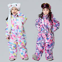 2021 Winter Girls One Piece Ski Suits Sports Overalls Snowboard Children Waterproof Kids Snow Jumpsuits Warm Hoodie Baby Clothes 2024 - buy cheap