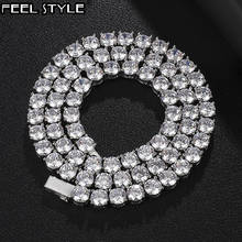 Hip Hop 4 Prong Tennis Chain AAA CZ Stone 3/4/5/6MM Bling Iced Out Gold Silver Color Cubic Zircon Necklaces For Men Jewelry 2024 - buy cheap