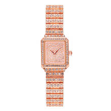 Relojes de pulsera de oro rosa para Mujer, cronógrafo de cuarzo con diamantes de imitación, de lujo, femenino 2024 - compra barato