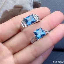 KJJEAXCMY fine jewelry natural blue topaz 925 sterling silver new gemstone men women ring Couple suit support test classic 2024 - buy cheap