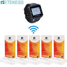 RETEKESS-Sistema de localizador inalámbrico para restaurante, tarjetas de mesa, receptor + 5 botones transmisores, servicio de buscapersonas para cafetería y Bar 2024 - compra barato