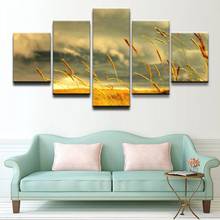 Grass Dark Clouded Sky Modern Natural Landscape Photography Wall Painting Frameless Canvas Printing 5Pcs Home Decoration Poster 2024 - buy cheap