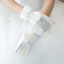 Elegant Short Bridal Gloves with Bow Wedding Accessories 2024 - buy cheap