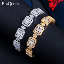 BeaQueen Trendy Square Tennis Gold and Silver Color Cubic Zirconia Paved Charm Bracelet for Women Valentines Day Gift  B215 2024 - buy cheap