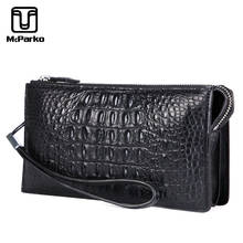 McParko Crocodile Clutch Wallet Men Genuine Leather Cltuch Bag Luxury Zipper Purse For Men Real crocodile wallet with wristband 2024 - buy cheap