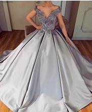 2019 Sexy Prom Dress Arabic V-Neck Lace Appliques Long Formal Holidays Wear Graduation Evening Party Gown Custom Made Plus Size 2024 - buy cheap