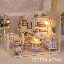 P216 nova quente diy casa de bonecas em miniatura de madeira casa de bonecas móveis kit música casa led brinquedos para crianças presente aniversário 2024 - compre barato