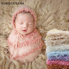Мохеровое мягкое одеяло для фотосъемки новорожденных, кружевное эластичное Пеленальное Одеяло, реквизит для фотосессии для младенцев, накидка с кисточками 2024 - купить недорого