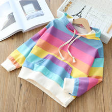 Sudaderas con estampado de arcoíris para niñas, sudaderas con capucha para niños pequeños de manga larga, ropa D45, 2021 2024 - compra barato