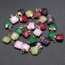 Colgante de piedra Natural con forma cuadrada, accesorio pequeño de color rosa facetado para la fabricación de joyas, collar y pendientes, 10x15mm, 2 uds. 2024 - compra barato