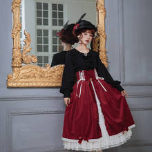 Vestido gótico de princesa lolita para chica, vestido vintage de cintura alta, estampado victoriano, kawaii, lolita cos loli 2024 - compra barato