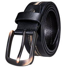 Cinturón de cuero con hebilla de Pin para hombre, cinturón informal de diseñador, de cuero genuino, vaquero, a la moda, correa negra, de la marca Tony Wang 2024 - compra barato