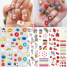 Rainbow Nail Sticker Art Decals Strawberry Design Abstraction Girls Back Glue Love Sticker for Manicure Fruits Sticker for Nails 2024 - buy cheap