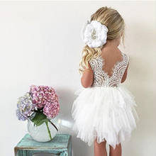 Vestido infantil feminino de verão, com costas nuas, design floral, roupa de aniversário para meninas, casamento, baile, roupa casual 2024 - compre barato