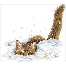 Conjunto de bordado ponto cruz chinês kitten in neve, 1111ct 14ct 18ct diy, kits de ponto cruz chinês 2024 - compre barato