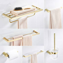 304 Stainless Steel Brushed Gold Bathroom Hardware Toothbrush Holder Metal Bath Set Accessories Robe Hook ,towel Paper Holder 2024 - buy cheap