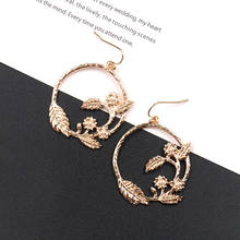 European And American Creative Geometric Circle Earrings Branches And Leaves Pattern Retro Small Fresh Women's Alloy Jewelry 2024 - buy cheap