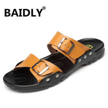 Sandalias transpirables para hombre, zapatos informales de piel auténtica de vaca, cómodos y suaves, talla grande 38-50, novedad de verano 2024 - compra barato