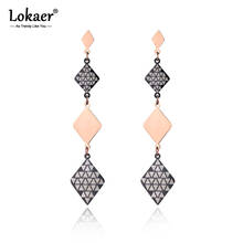 Lokaer-pendientes colgantes geométricos de acero inoxidable para mujer y niña, joyería de estilo bohemio de oro rosa, regalo de aniversario E19059 2024 - compra barato