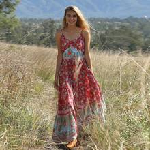 Сексуальное пляжное платье на бретельках с v-образным вырезом, женское длинное Макси летнее платье Vestidos 2024 - купить недорого