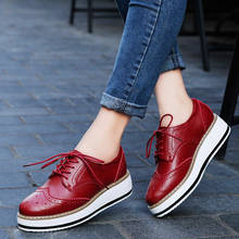 Zapatos de plataforma Oxford para mujer, calzado plano de charol con cordones y punta estrecha, de marca, Creepers, 2020 2024 - compra barato