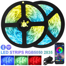 RGB 5050 SMD 2835 Гибкая Водонепроницаемая лента Диодная светодиодсветодиодный светильник м 10 м 15 м DC 12 В пульт дистанционного управления + адаптер Bluetooth Luces 2024 - купить недорого
