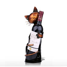 Estatueta de metal com suporte de vinho em forma de gato, prática para decoração da garrafa, escritório e casa 2024 - compre barato