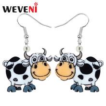 WEVENI Acrylic Anime Cow Dairy Cattle Earrings Farm Animal Drop Dangle Jewelry For Women Girls Teens Kids Charms Gift Ornaments 2024 - buy cheap