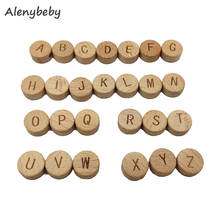 Oblate Wooden Alphabet Beads Chewable 15mm Letter Loose Bead Unfinished Beech Round Wood chip DIY Teething Accessories for Craft 2024 - buy cheap