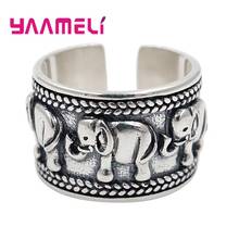 Anniversary Jewelry Open-Ended Adjustable Women Rings No Mosaic Animal Elephant Pattern 925 Sterling Silver Accessories 2024 - buy cheap