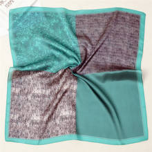 POBING Silk Scarf Woman Patchwork Cashew Print Square Scarves Luxury Bandanas Small Hijab Foulards Lady Tie Headband 53x53CM 2024 - buy cheap