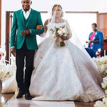 Vestido de novia con tirantes finos para niña, vestido de novia con cuentas de Sudáfrica, vestido de boda de talla grande negra de cristal, 2021 2024 - compra barato