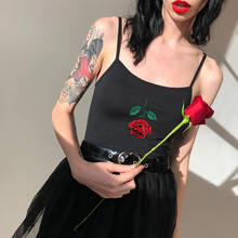 Women Summer Crop Top Sexy Sleeveless Cut Out Blouse Vest Tank Casual Rose Print Shirt Black 2024 - buy cheap