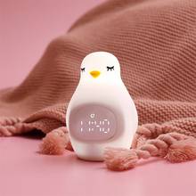 Silicone Penguin LED Night Light USB Rechargeable Electronic Alarm Clock Voice Control Night Lamp For Kids Gifts 2024 - buy cheap