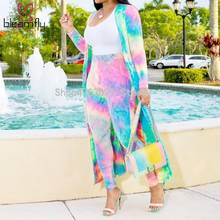 Plus Size 4XL Two Piece Matching Set Women Sexy Tie Dye Printed 2 Pieces Set Ladies Long Cardigan Tops+Pants Tracksuits Outfits 2024 - buy cheap