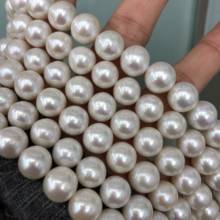 Collar de perlas Edison de gran tamaño, 9-11mm, Color blanco, cadena de perlas reales de agua dulce, 39cm de largo 2024 - compra barato