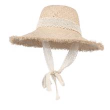 Summer Simple solid color Handmade Weave Raffia Sun Hats For Women Lace Ribbon Large Brim Straw Hat Outdoor Beach Caps 2024 - buy cheap