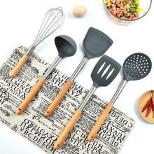 Stainless Steel Kitchen Utensil Silicone Portable Non-stick Egg Whisk Soup Spoon Cooking Turner Wooden Handle Kitchen Tools 2024 - buy cheap