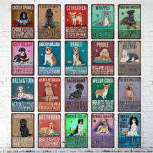 Cartel de estaño Vintage de perros, placa decorativa de animales, decoración de pared para sala de estar, granja, decoración del hogar, pintura de hierro para mascotas 2024 - compra barato