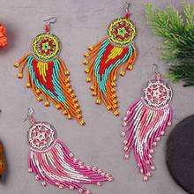Bohemian Dream Catcher Beads Tassel Acrylic Earrings Exaggerated Colorful Beaded Long  Dangle Earrings for Women Ethnic Jewelry 2024 - buy cheap