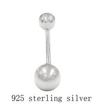 Barra de Plata de Ley 925 para el vientre, anillos para el ombligo con doble bola, piercing para el cuerpo, joyería 2024 - compra barato