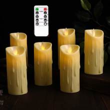 Pacote de 6 velas led sem chama com controle remoto, pilar de plástico operado a pilar, luz de movimento amarela 2024 - compre barato