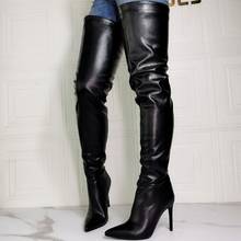 MKKHOU Fashion Black Over-the-knee Boots Women 2020 New Winter Pointy Rear Zipper Slim With 12cm High Heel Stretch Leather Boots 2024 - buy cheap